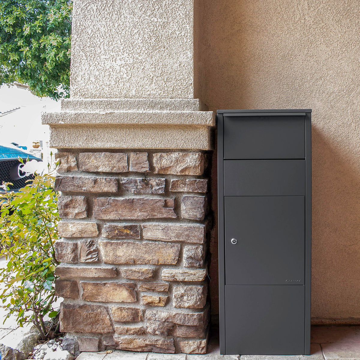 Steel Large Single Compartment Locking Parcel Drop Box with Keyed Access - Gray