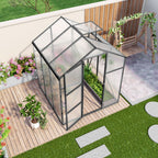 Windproof Greenhouse with Raised Base - Polycarbonate Panels - Black