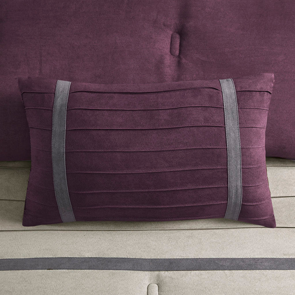 7 Piece Purple Faux Suede Comforter Set Full Size