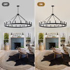 Matte Black Wagon Wheel Chandelier with 18 Lights – 53.15-Inch