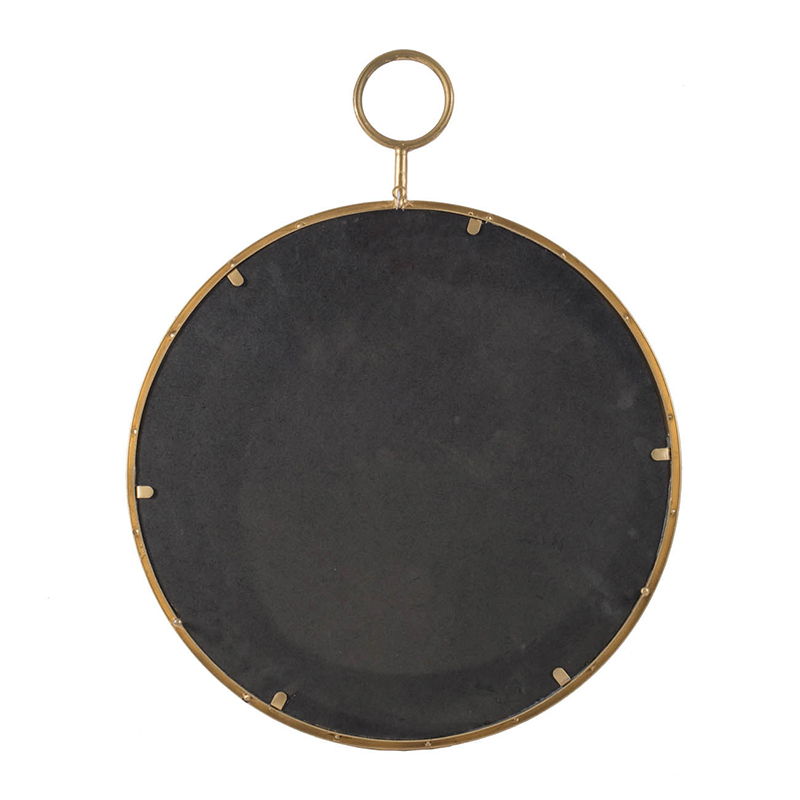 Gray Circle Wall Mirror with Iron Frame - Modern Accent for Living Room
