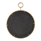 Gray Circle Wall Mirror with Iron Frame - Modern Accent for Living Room