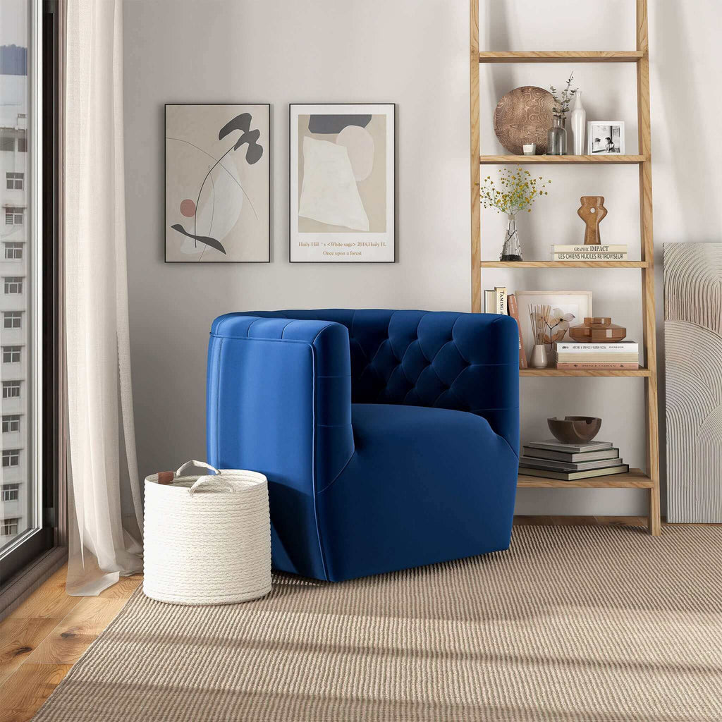 Ergonomic Design Swivel Chair with Tufted Accent - Multiple Colors