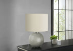 Modern Table Lamp with Textured Resin Base - Gray / Cream