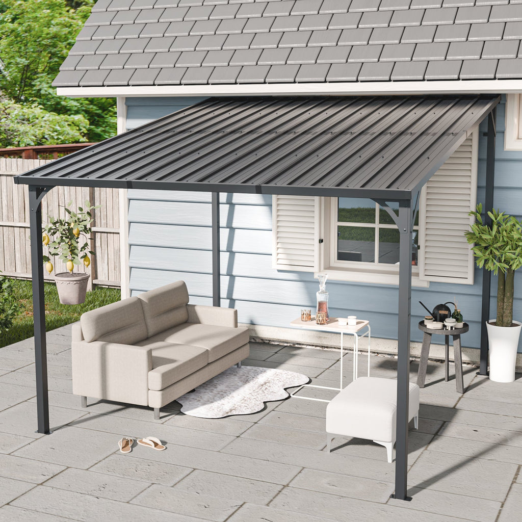 10' x 10' Outdoor Hardtop Pergola Gazebo with Galvanized Steel - Gray