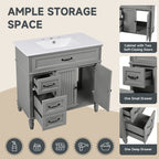 Bathroom Vanity With Sink and Drawers - Freestanding Solid Wood Cabinet