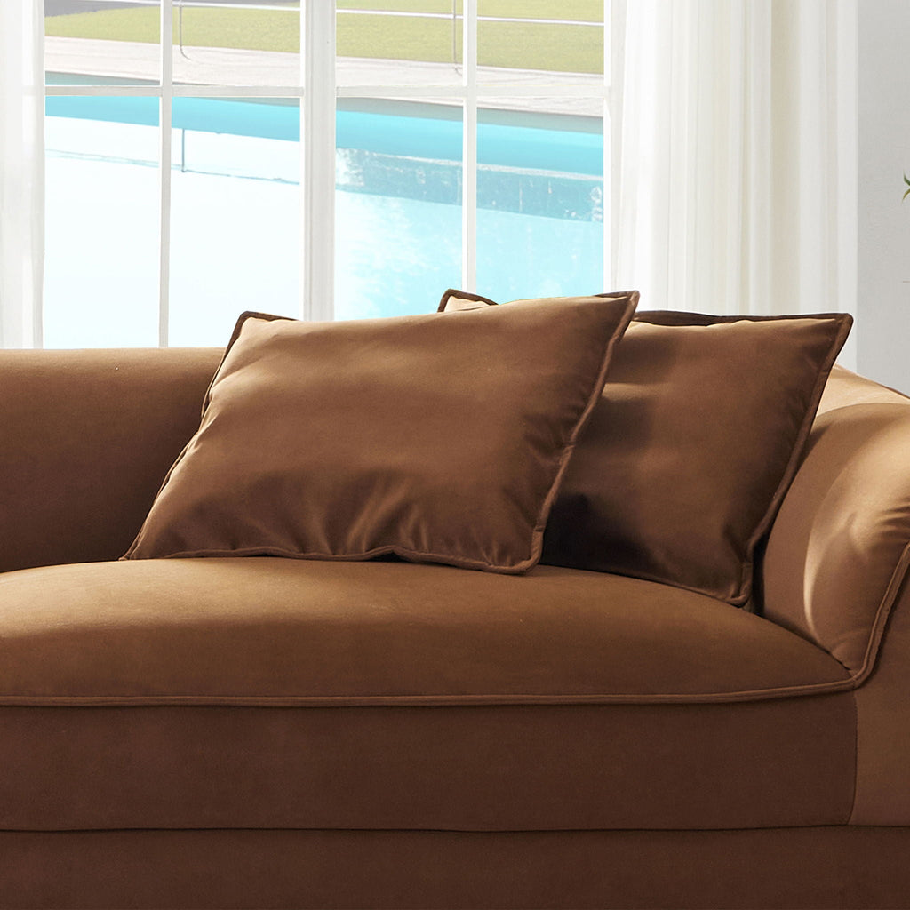 Nordic Modern Sofa With Removable Pillowcase and High Density Sponge - Dark Brown