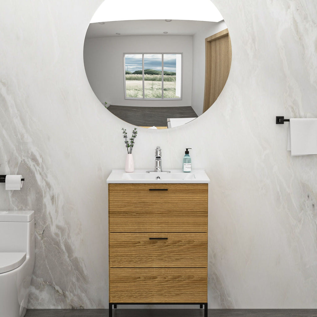 Rectangular Single Vanity Top with Overflow - White Ceramic