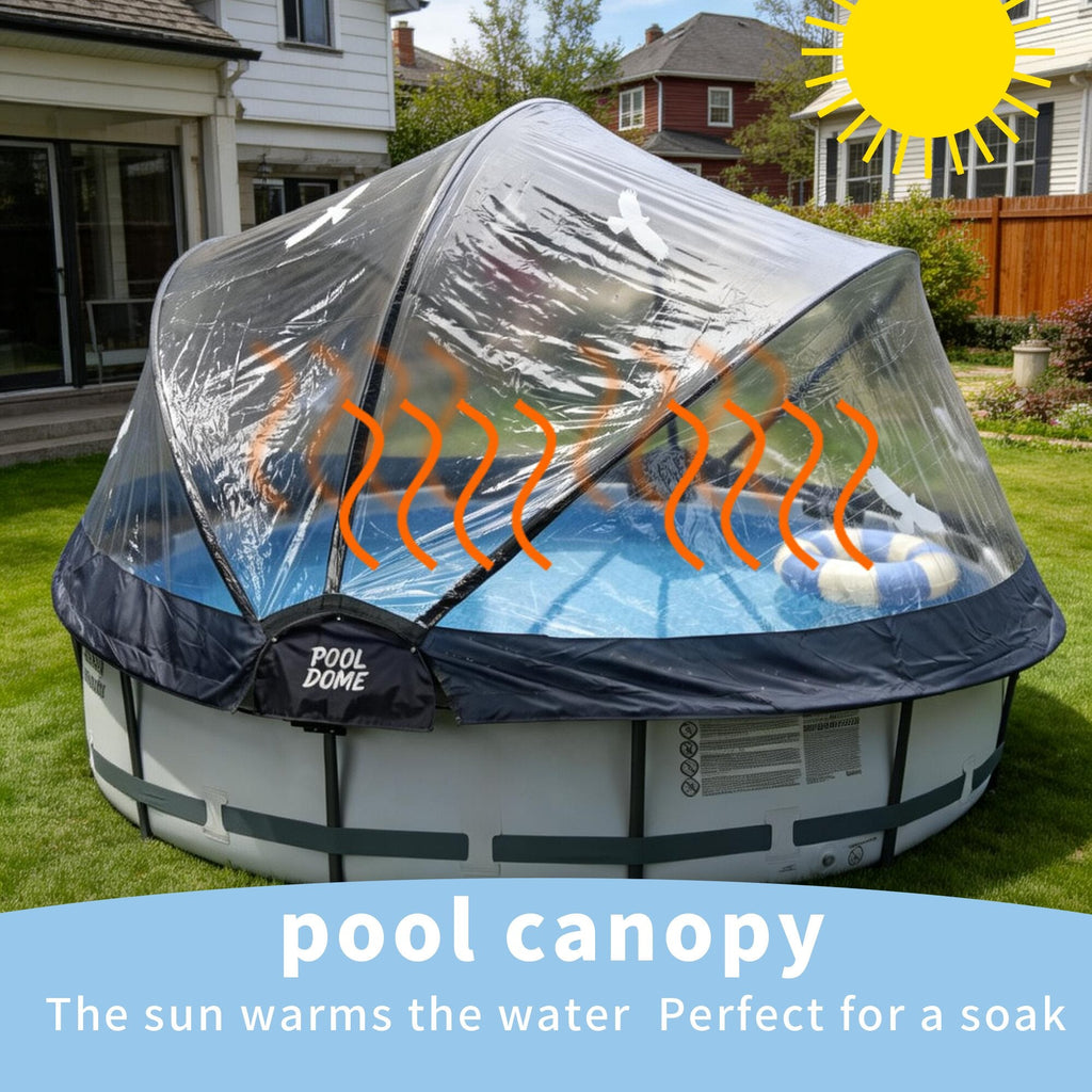 15 Ft Round Multifunctional All Weather Pool Dome Enclosure - Black/White