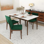 Mid-Century Modern Solid Wood Dining Chair Set with Fabric Upholstery - Multiple Colors