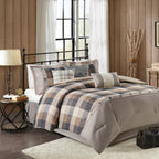Herringbone Queen Comforter Set with Hypoallergenic Fill - Neutral