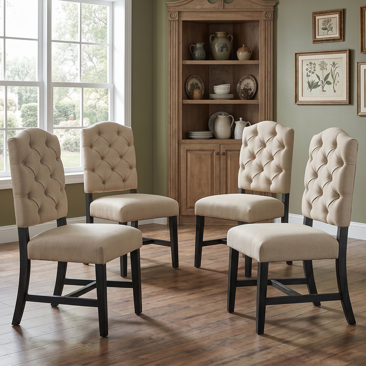 Retro Style Dining Chair Set with Upholstered Seats - TREXM