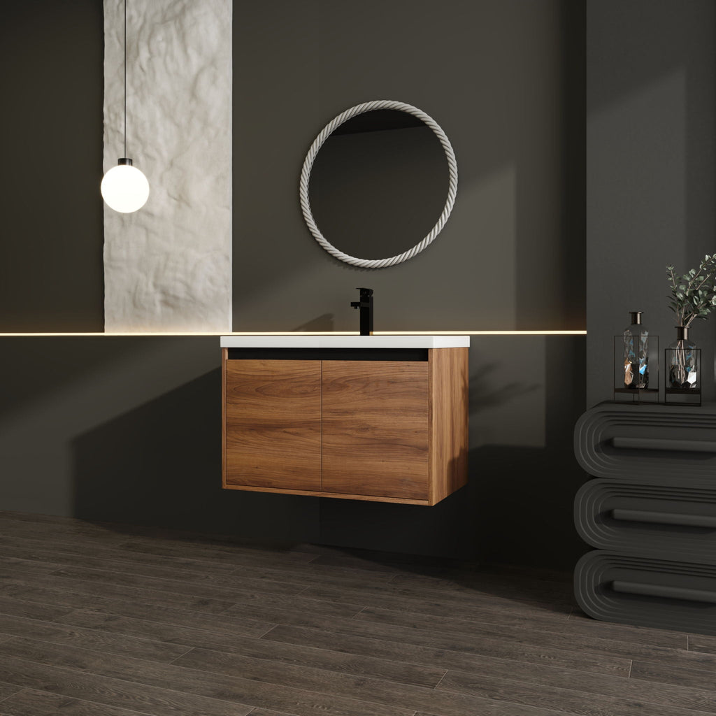 Bathroom Vanity Set with Resin Countertop Sink - Dark Brown
