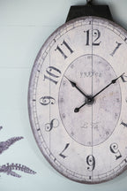 Antique Oval Wall Clock with Easy-Hang Design - Ivory