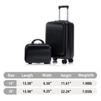 ABS Spinner Wheel Luggage Set with Cosmetic Case - Black