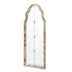 Large & Framed Arched Wall Mirror with Decorative Window Design - Cream