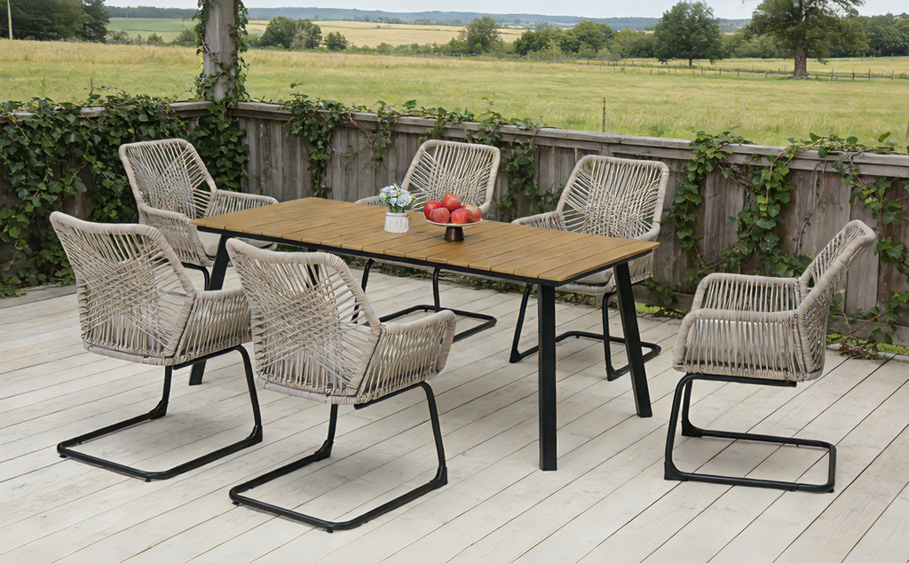 Light Patio Chair with Cushioned Spring Support – Light Brown