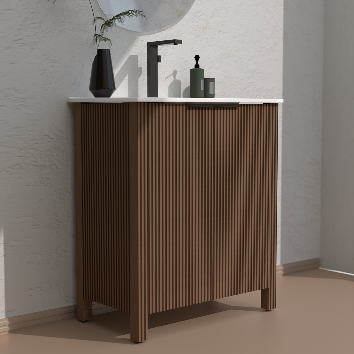 30-Inch Bathroom Vanity with Resin Basin - Brown