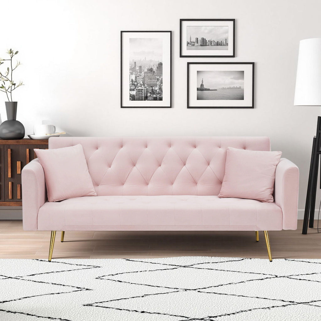 Convertible Fabric Futon Sofa Bed with Adjustable Positions - Multiple Colors
