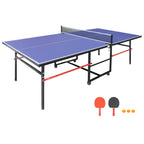 8ft Foldable Table Tennis Table Set with Portable Design - Blue