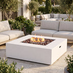 50,000 BTU Square MGO Fire Table with Propane Heating - White