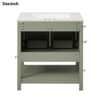 Elegant Bathroom Vanity with Ceramic Sink and Storage - White or Green