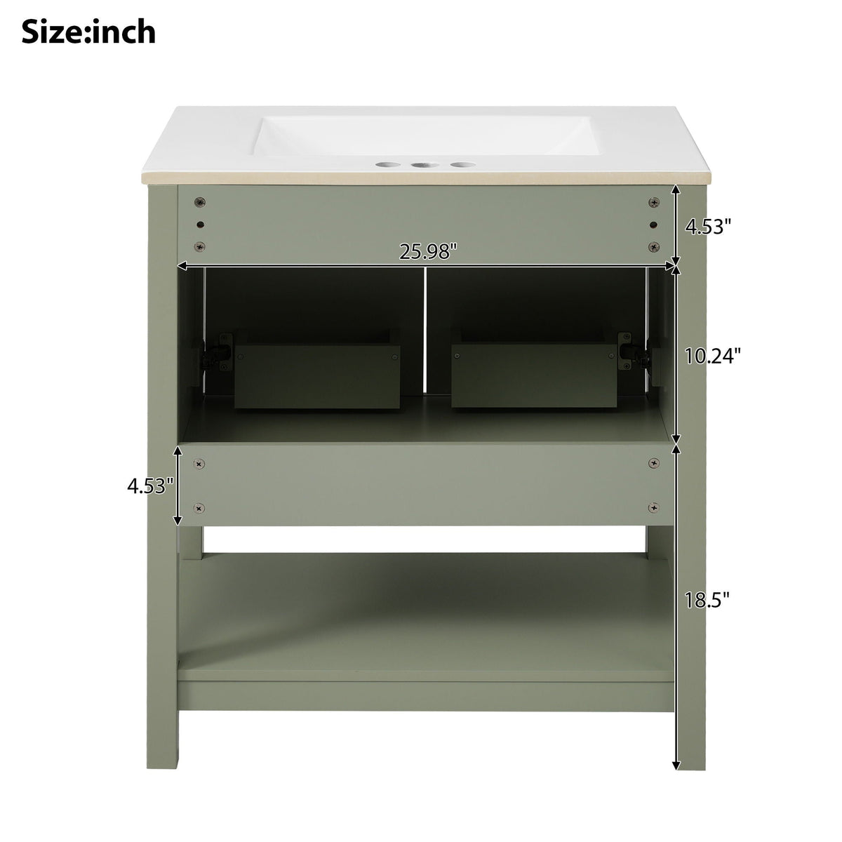 Elegant Bathroom Vanity with Ceramic Sink and Storage - White or Green