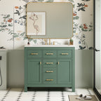 Modern Bathroom Vanity With 36" Resin Sink – 4 Drawer Storage Cabinet
