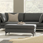 Versatile Mid Century Ottoman with Eco-Friendly Upholstery - Beige or Dark Gray