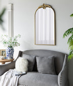Gold Arched Wall Mirror with Metal Frame - Decorative Accent