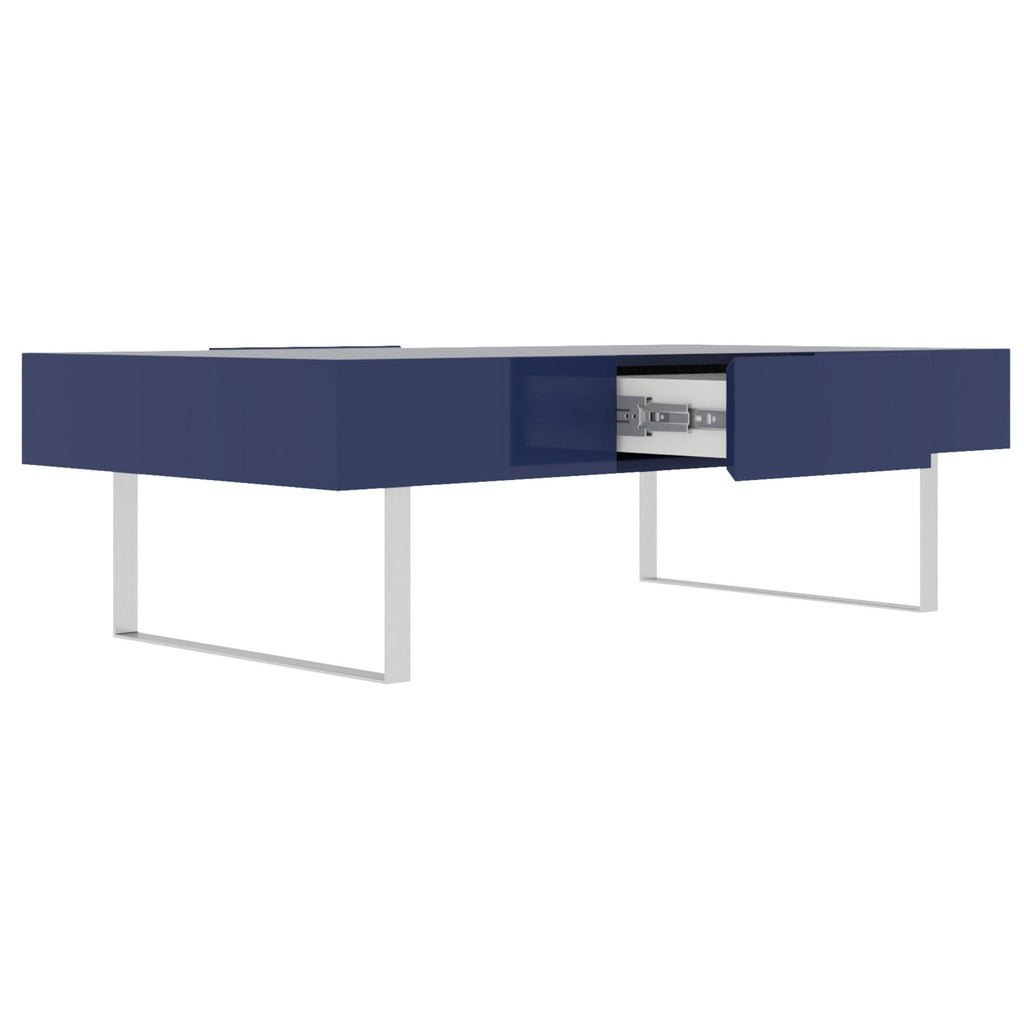 Rectangular Coffee Table with Hidden Storage - Blue or White