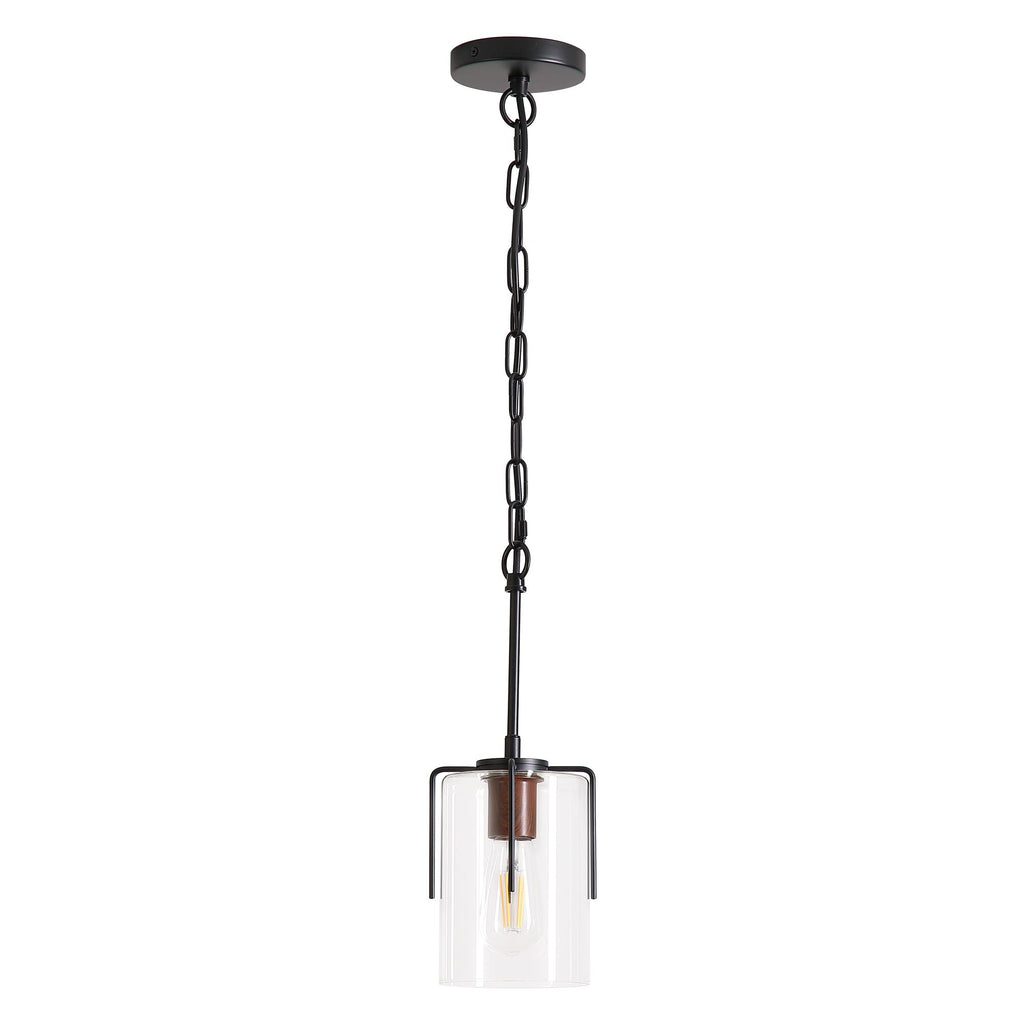 Adjustable Pendant Lighting with Clear Glass Shade - Black or Gold