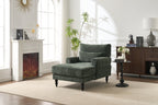 Modern Green Chaise Lounge Upholstered Sofa Recliner Chair with Solid Wood Frame
