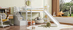Loft Stairway Bed with Drawers and Convertible Ladder - Twin
