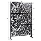Metal Privacy Screen Room Divider with Freestanding Design - Black