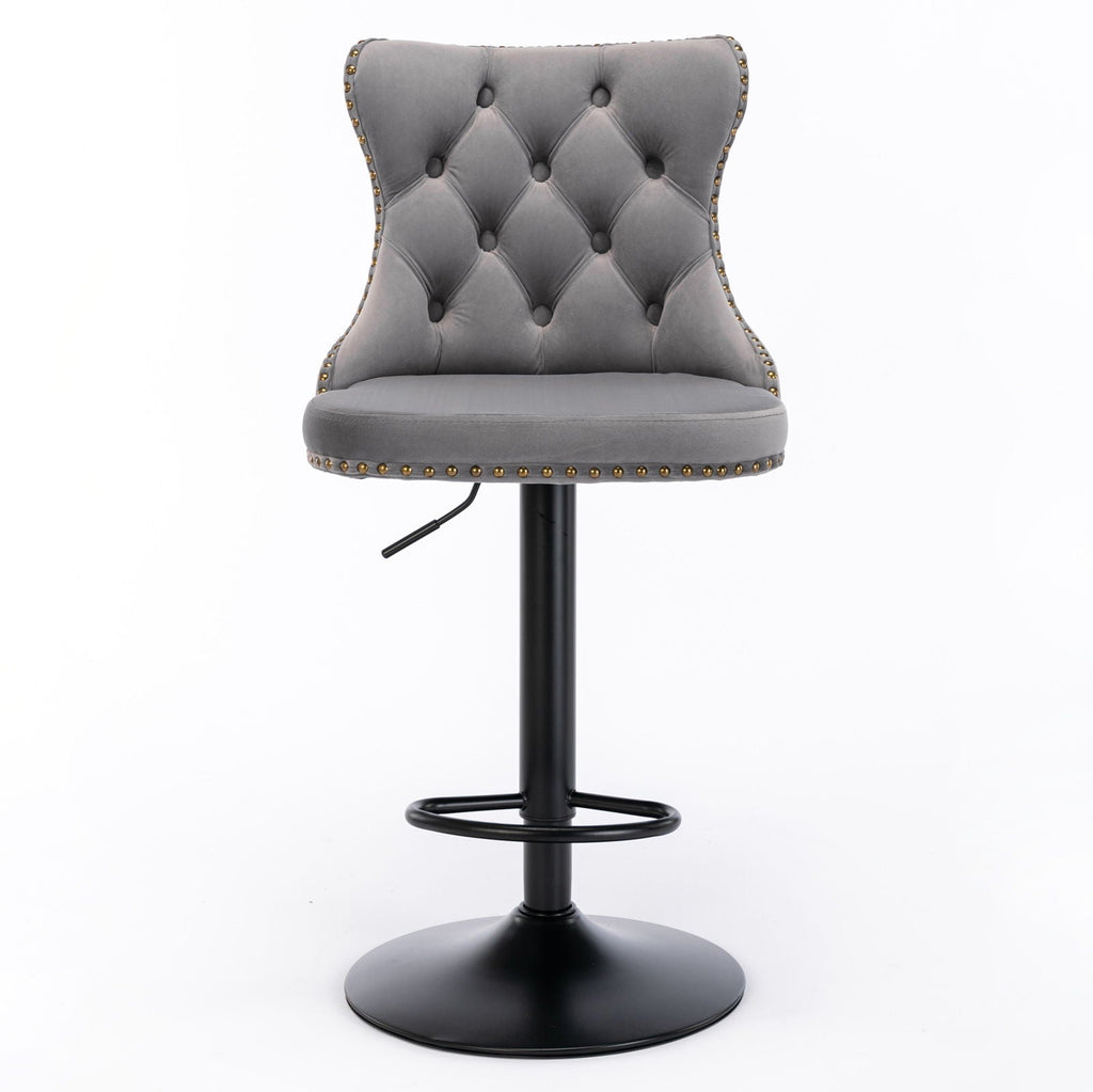 Modern Adjustable Swivel Barstools with Tufted Back - Multiple Colors (Set of 2)