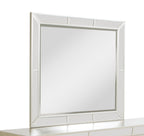 Elegant Contemporary Mirror with Framed Accents – Pearl Silver or White