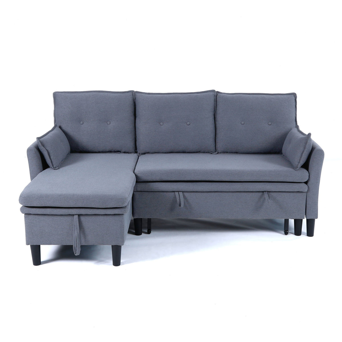 Reversible Chaise Sleeper Sectional Sofa with Storage - Cotton-Linen Upholstery