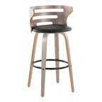 Mid Century Modern Fixed Height Barstool Set with Swivel and Footrest - Beige or Black