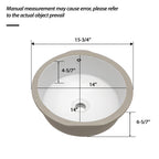 Ceramic Round Undermount Bathroom Sink with Overflow - White