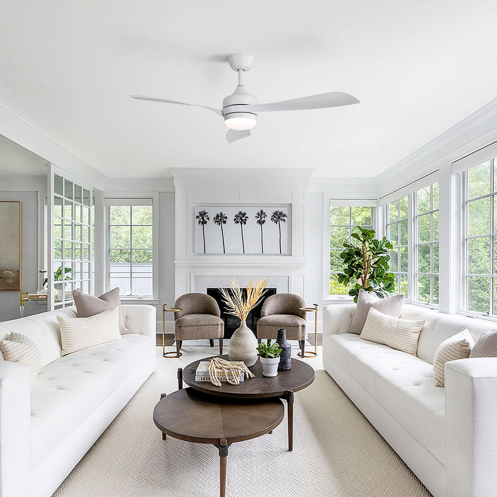 Ceiling Fan with Reversible DC Motor and Remote Control - White or Dark Brown