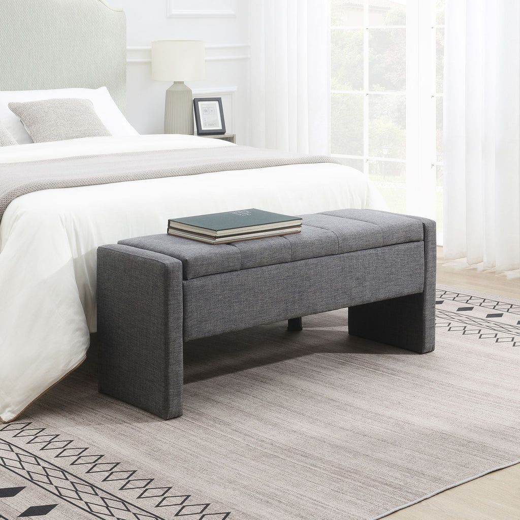 Modern Upholstered Large Bed End Bench with Hidden Storage - Multiple Colors