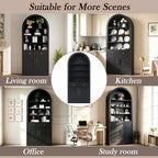 Arched Bookshelf with Storage Cabinet with Modern Curved Top - MDF