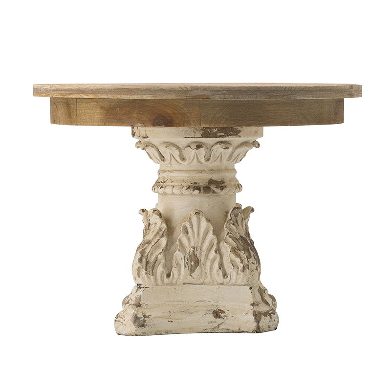 Wood Cake Stand With Magnesium Base - Cream / Brown
