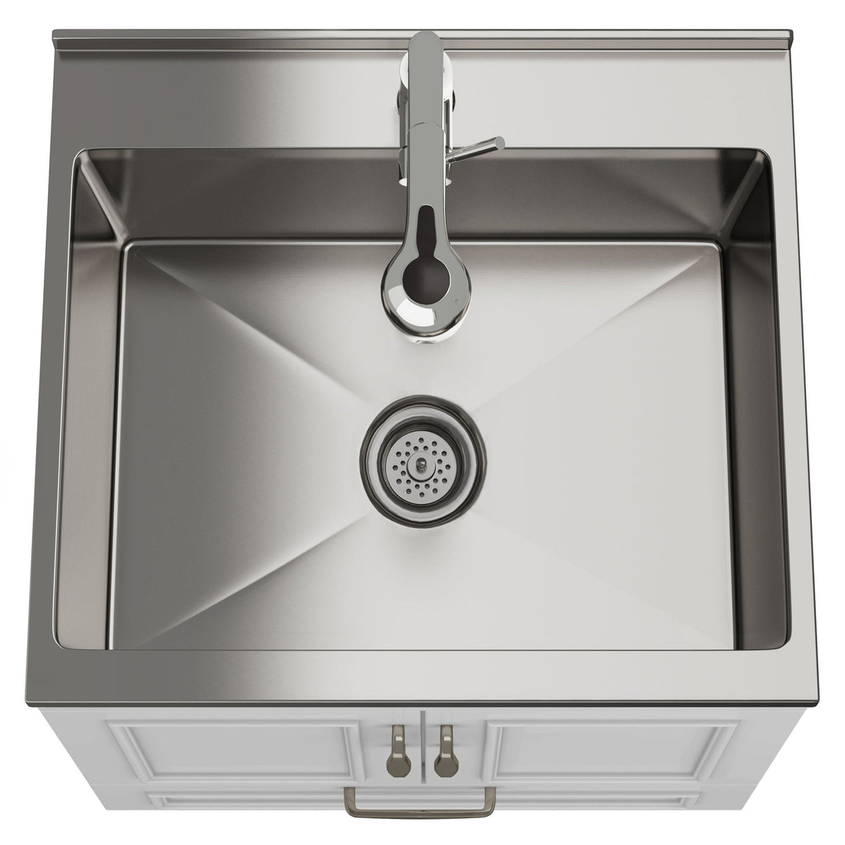 Laundry Cabinet with Faucet and Sink - Durable Wood - White