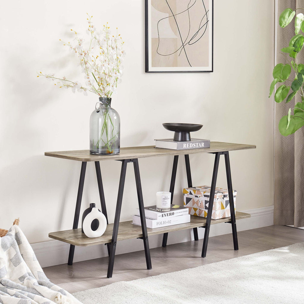 Modern Console Table with Carbon Steel Legs - Gray, White, Black