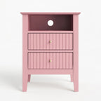 Fluted Nightstand with 2 Drawers and Soft-Close Slides - Multiple Colors