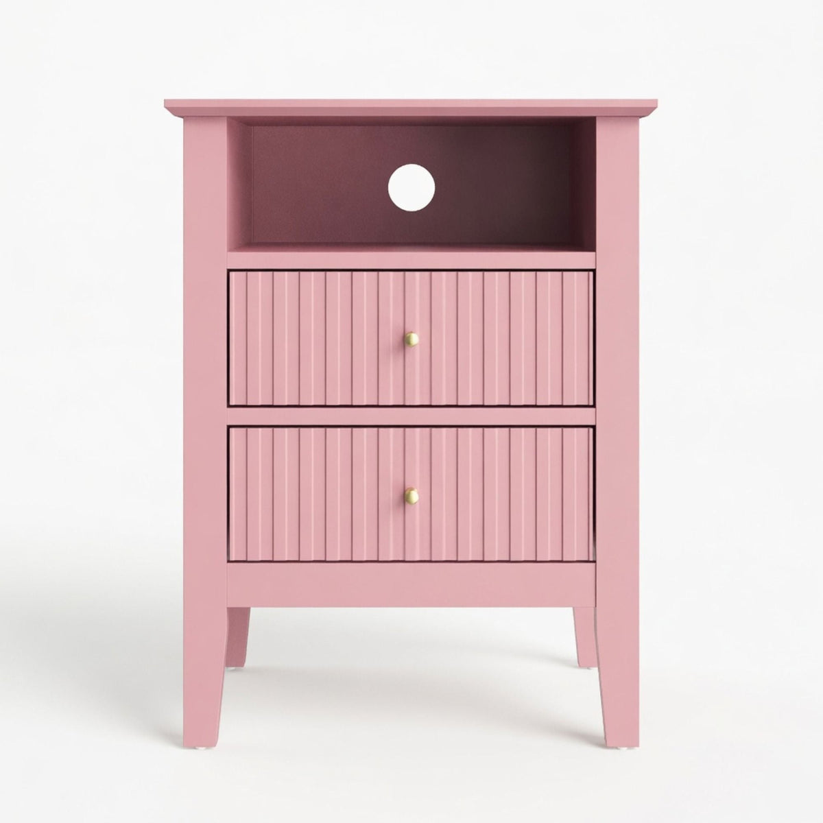 Fluted Nightstand with 2 Drawers and Soft-Close Slides - Multiple Colors