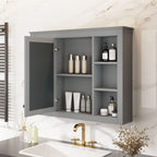 Wall Mounted Medicine Cabinet with Mirror and 6 Open Shelves - Multiple Colors