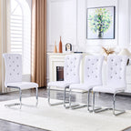 Elegant Design Upholstered Dining Chairs with Crystal Details - Multiple Colors